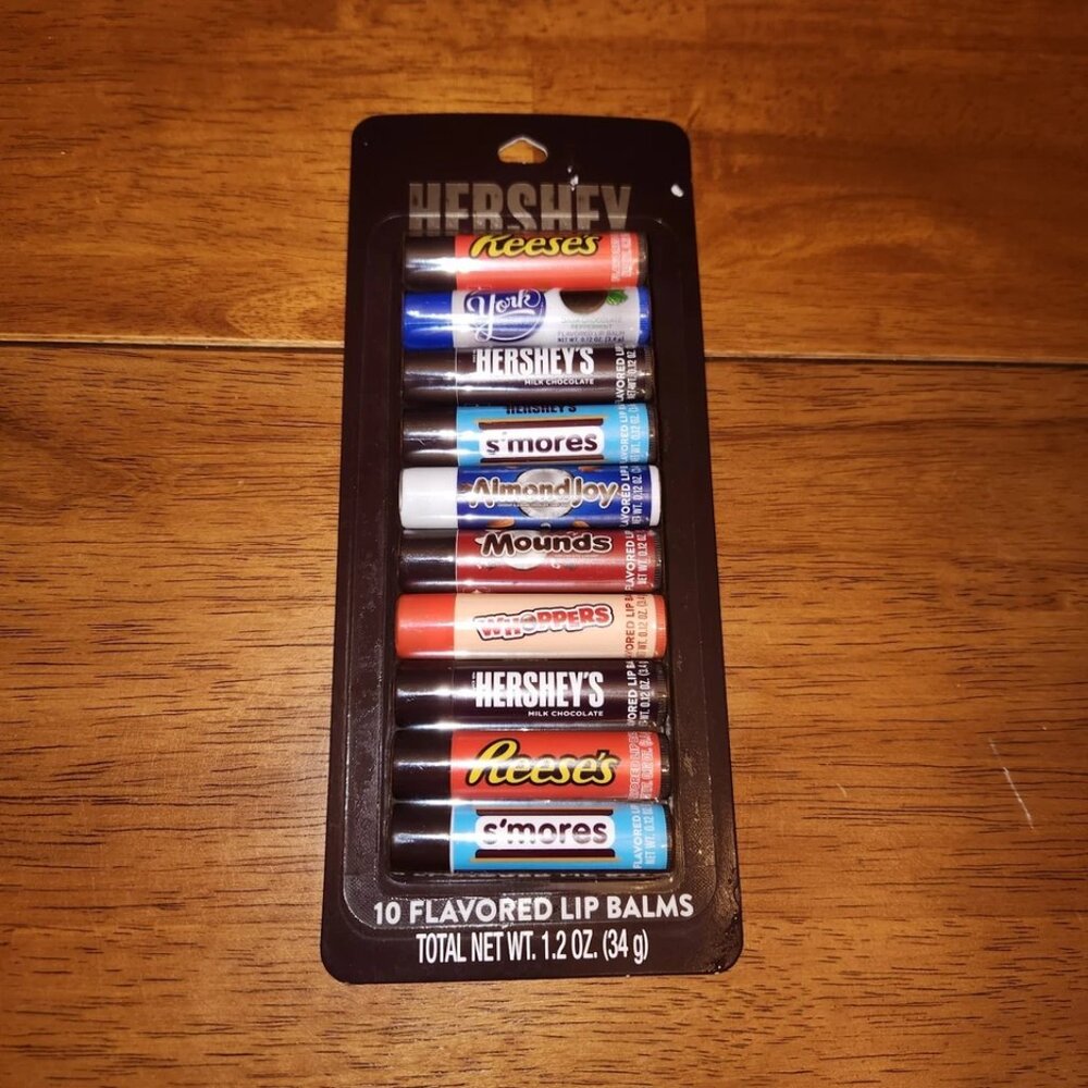 Hershey Flavored Lip Balms-10 Pack York,Hersheys,S’mores,whoopers,Mounds reeses